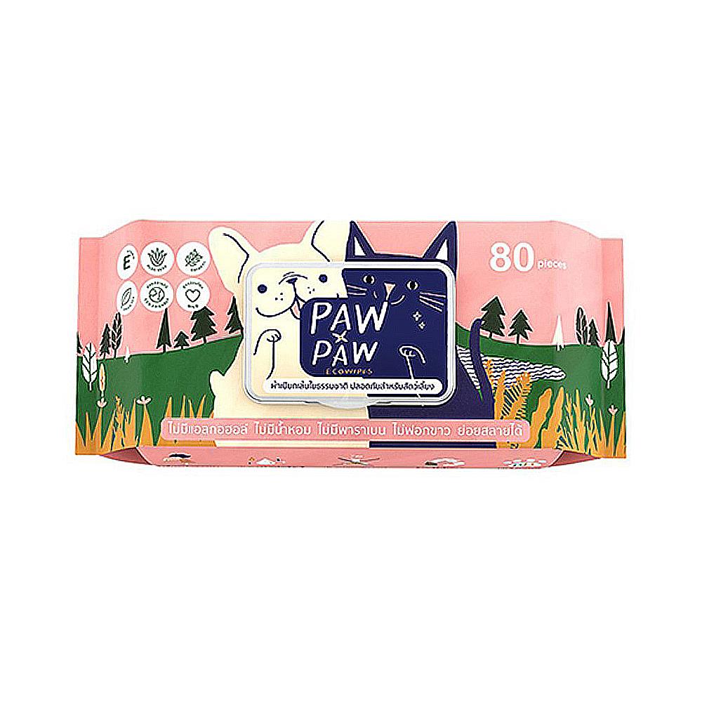 ผ้าเช็ดทำความสะอาดสัตว์เลี้ยง PAWXPAW 80 แผ่น