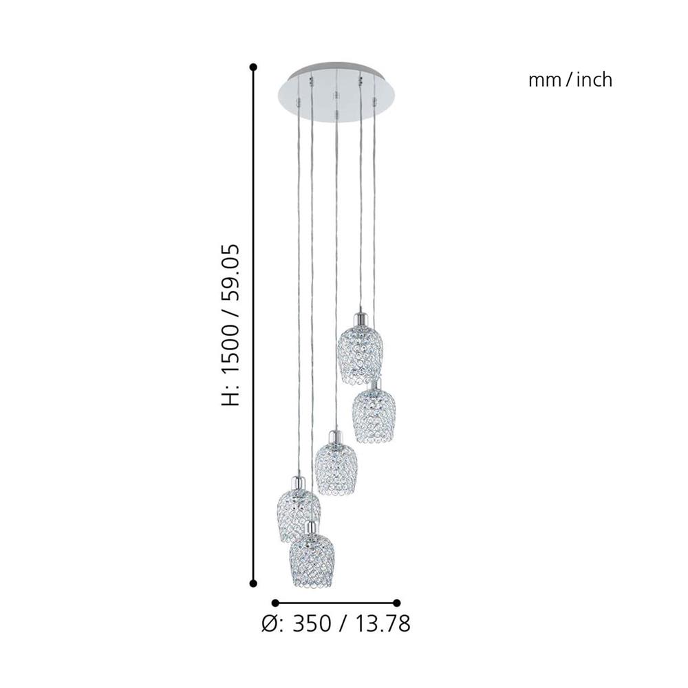 ไฟช่อ EGLO BONARES 1 94898 สีขาวใส/เงิน 5 หัว
