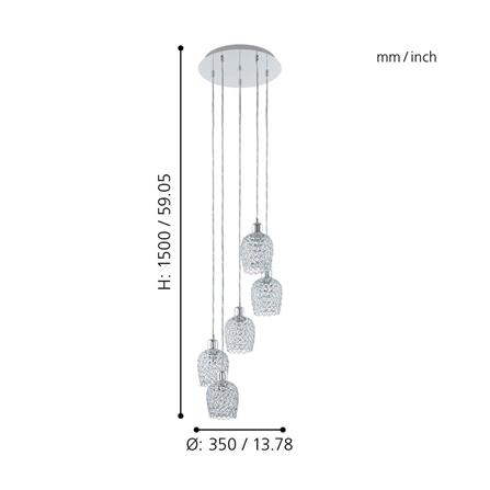 ไฟช่อ EGLO BONARES 1 94898 สีขาวใส/เงิน 5 หัว_2