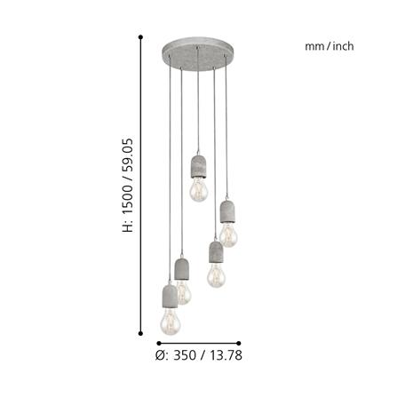 ไฟช่อ EGLO SILVARES 95524 สีเทา 5 หัว_2