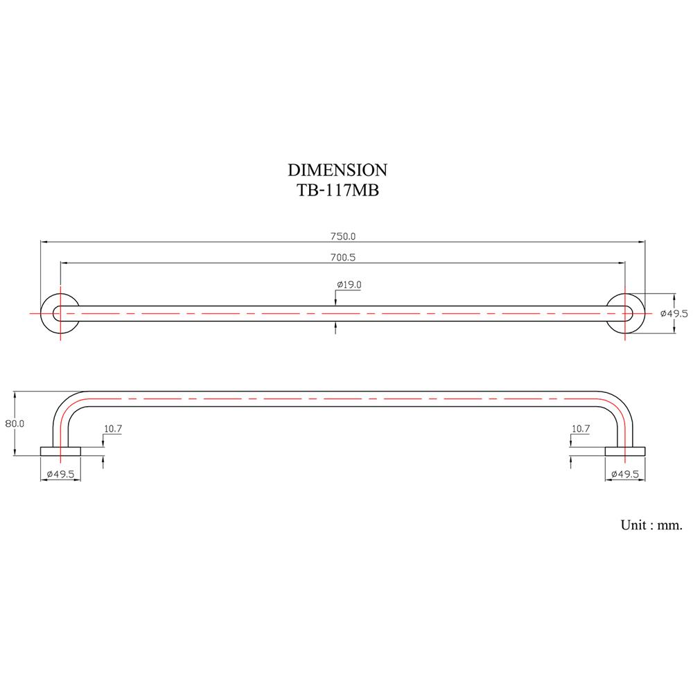 ราวแขวนผ้า HANG TB-117MB สีดำ
