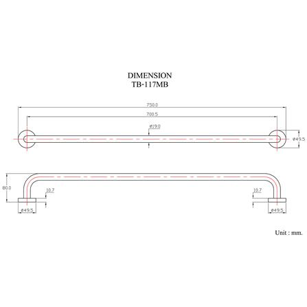ราวแขวนผ้า HANG TB-117MB สีดำ_2