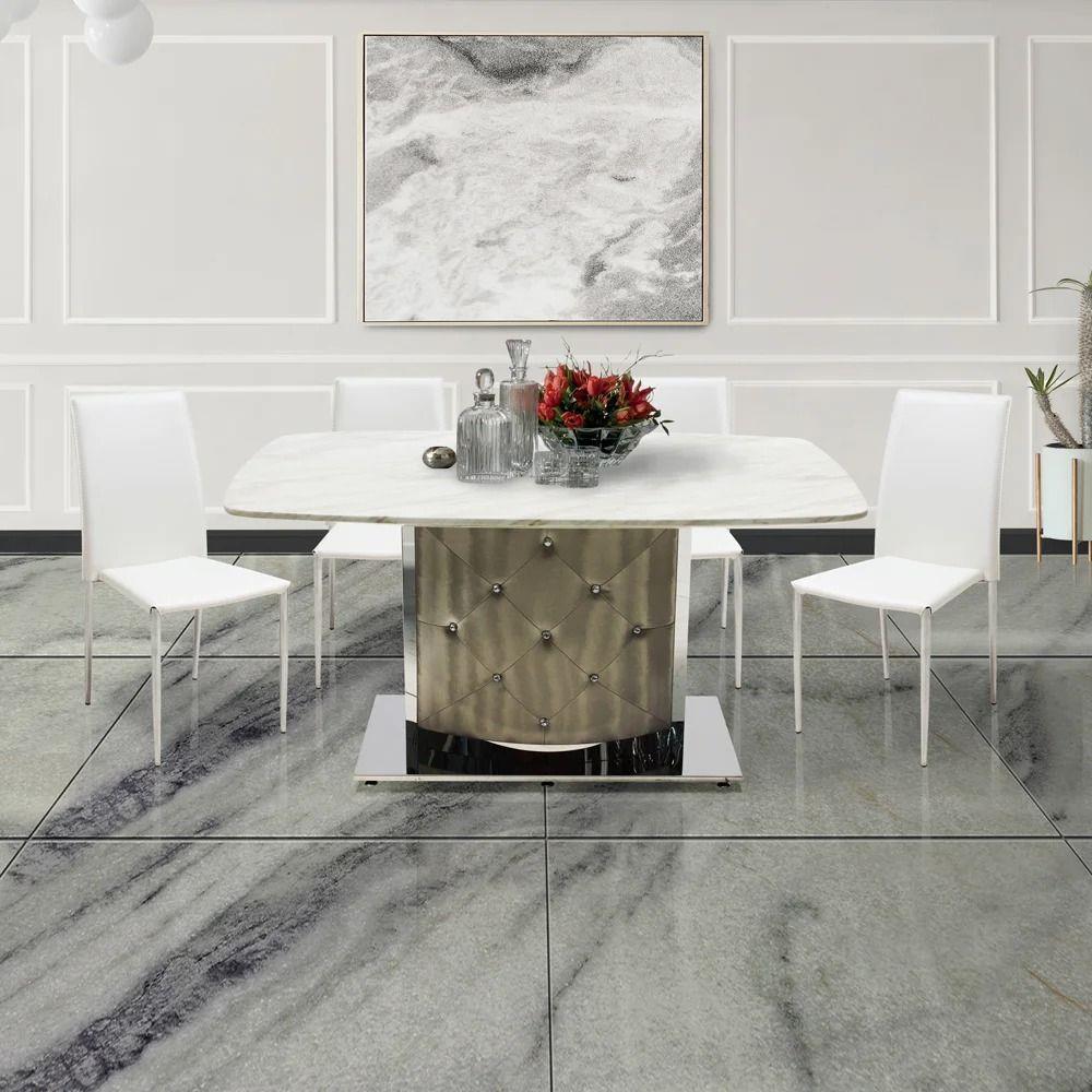 ชุดโต๊ะทานข้าว 4 ที่นั่ง SB FURNITURE AIMON/YINTA สีขาว