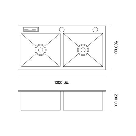 ซิงค์ฝัง 2 หลุม DYNA HOME DH10050DT สีเงิน_4