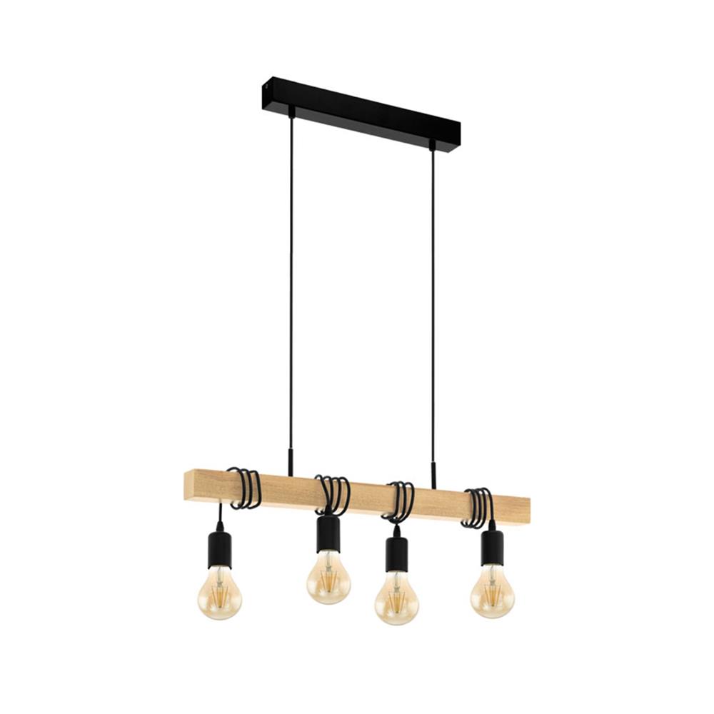 ไฟช่อ EGLO TOWNSHEND สีดำ/ลายไม้ 4 หัว