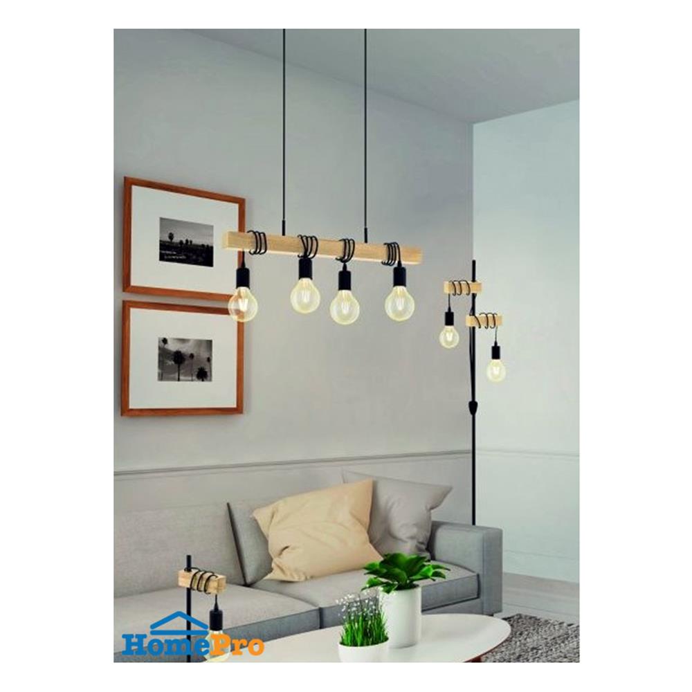 ไฟช่อ EGLO TOWNSHEND สีดำ/ลายไม้ 4 หัว