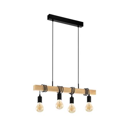 ไฟช่อ EGLO TOWNSHEND สีดำ/ลายไม้ 4 หัว_0