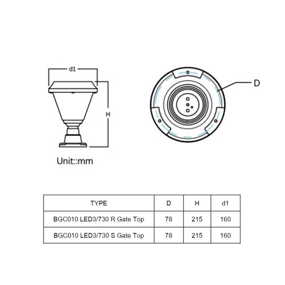 ไฟหัวเสา SOLAR PHILIPS BGC010 LED3/730 S GATE 2.1 วัตต์ WARM WHITE สีดำ