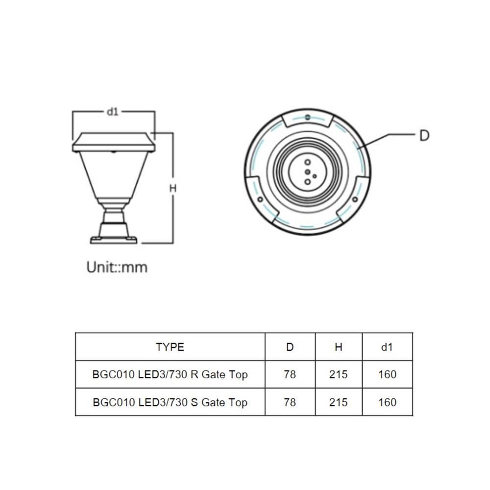 ไฟหัวเสา SOLAR PHILIPS BGC010 LED3/730 R GATE 2.1 วัตต์ WARM WHITE สีดำ