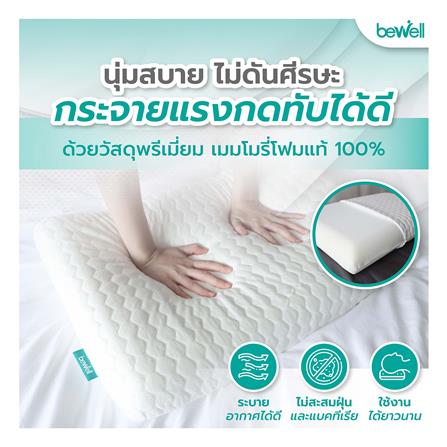 หมอนสุขภาพ เมมโมรี่โฟม BEWELL ไซซ์ S 24x16 นิ้ว สีขาว_3
