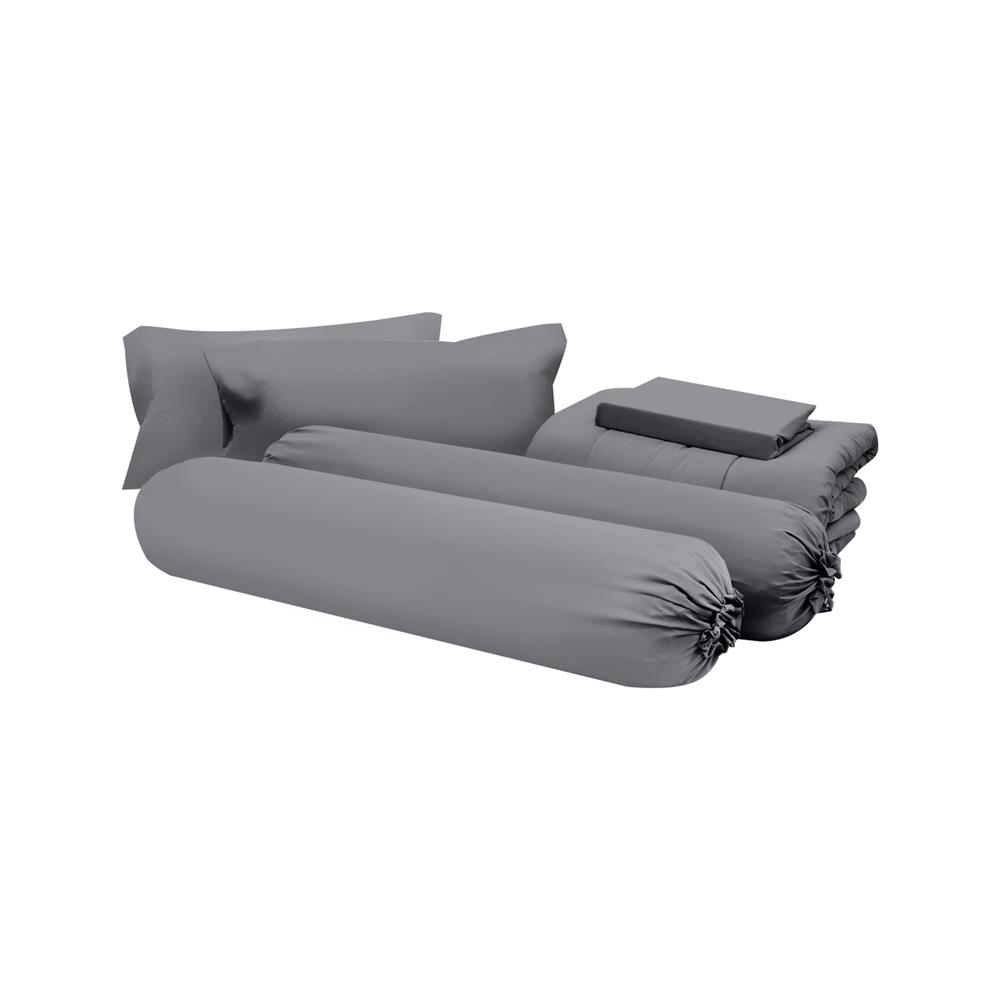 ชุดผ้าปูที่นอน 6 ฟุต 6 ชิ้น ME LIVING ROCCO สี DARK GREY