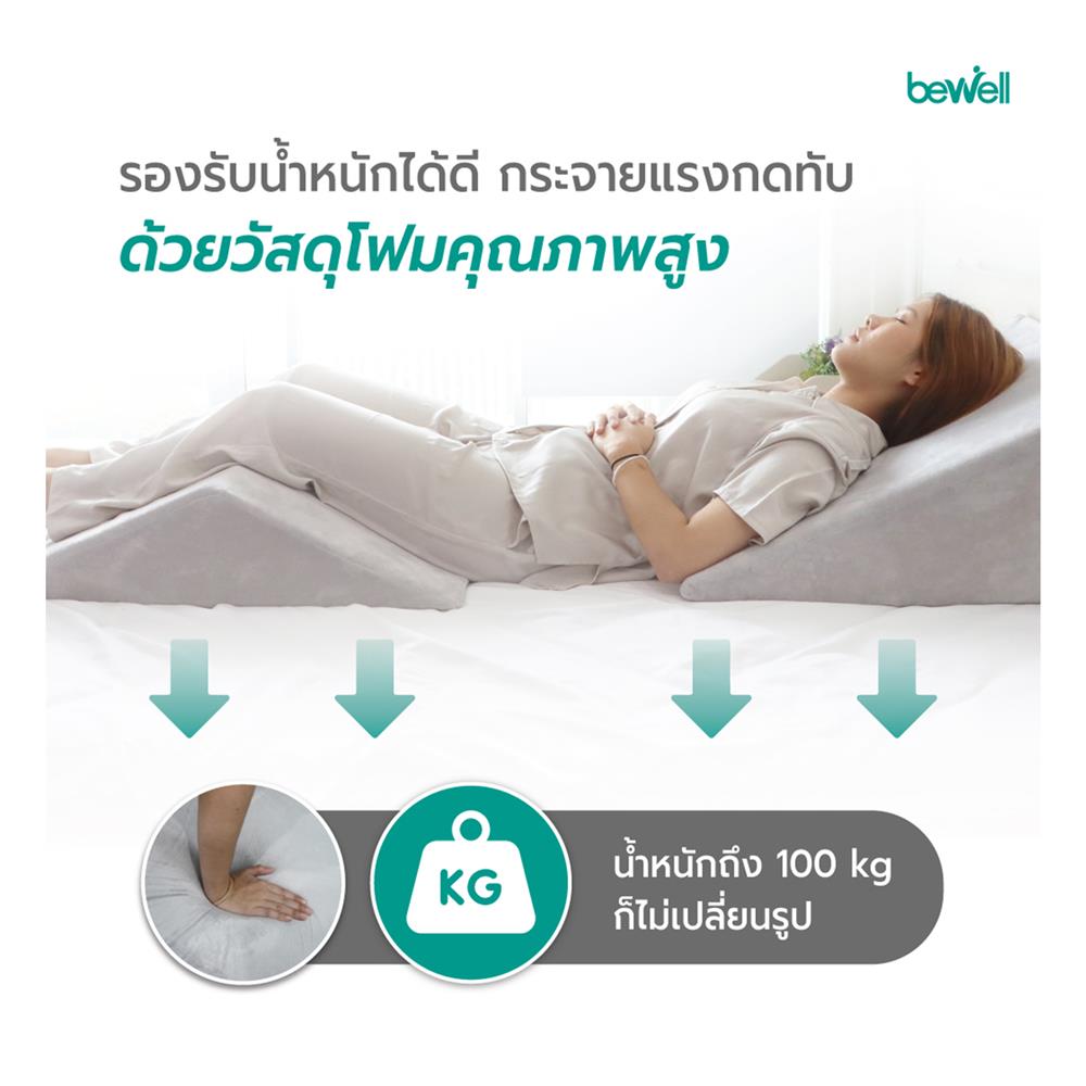 หมอนสุขภาพ โฟม BEWELL MULTIPOSTURE WEDGE 60x64x25 ซม. สีเทา