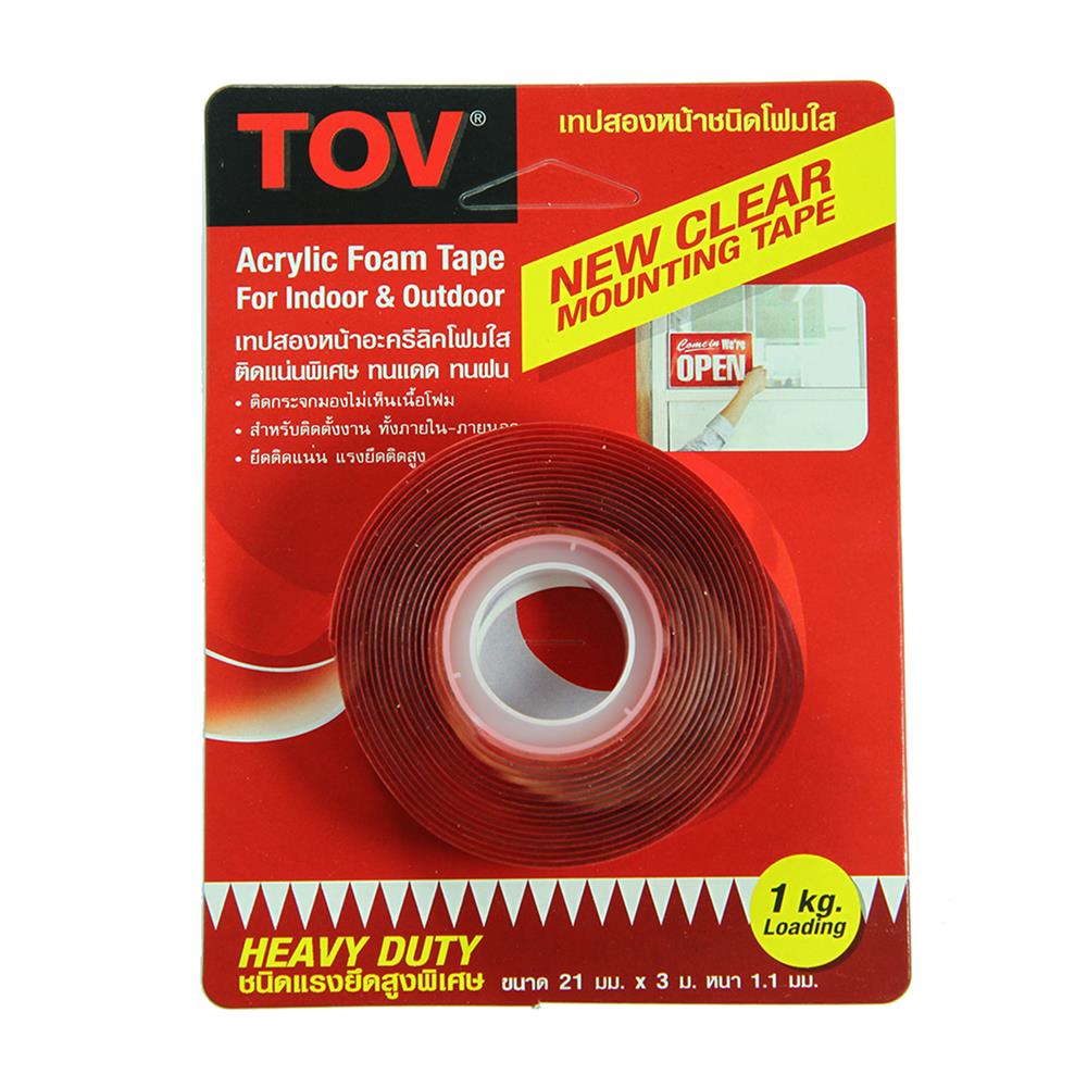 เทปโฟม 2 หน้า แรงยึดติดสูง TOV 21 มม.X3 ม. สีใส