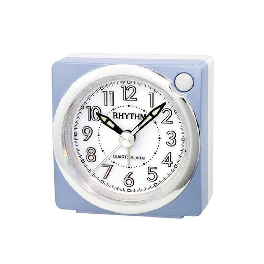 นาฬิกาตั้งโต๊ะพลาสติก RHYTHM CRE820NR04 2X2 นิ้ว สีฟ้า