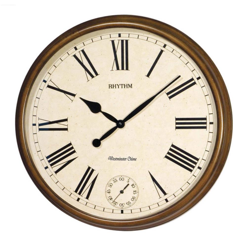 นาฬิกาแขวน RHYTHM CMH721CR06 19.5 นิ้ว สีน้ำตาลเข้ม