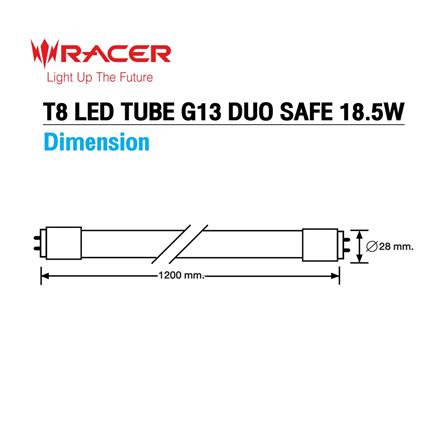 หลอด LED RACER T8 DUO SAFF DE 18.5 วัตต์ DAYLIGHT G13_5