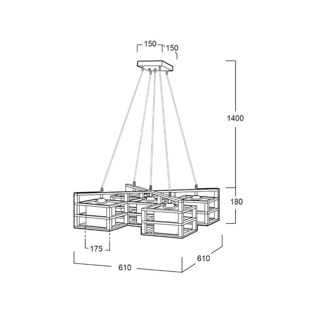 ไฟช่อ LUMAX 01-02933 สีน้ำตาล/ขาว 5 หัว