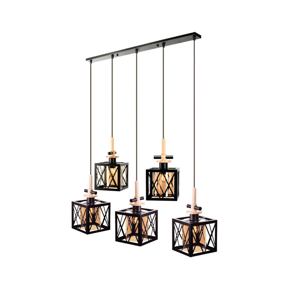 ไฟช่อ LUMAX 01-02931 สีดำ/ชา/น้ำตาล 5 หัว