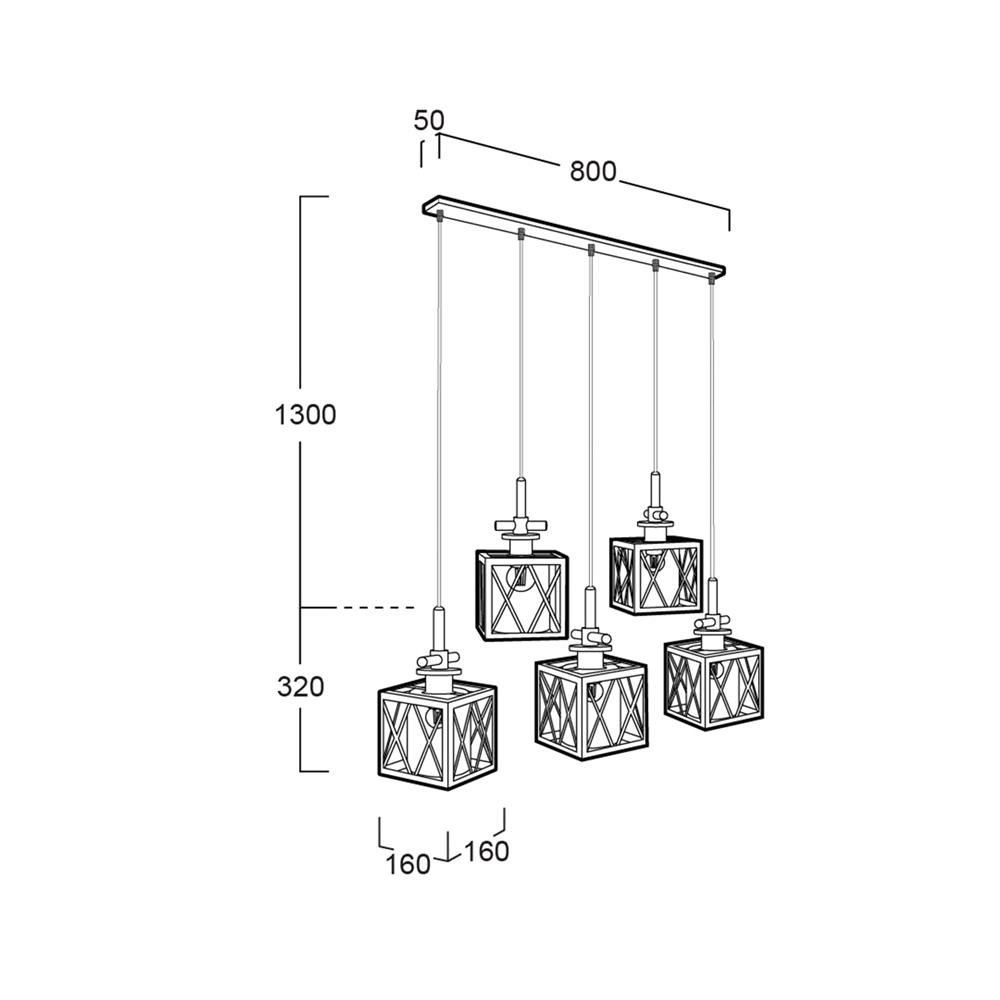 ไฟช่อ LUMAX 01-02931 สีดำ/ชา/น้ำตาล 5 หัว