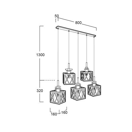 ไฟช่อ LUMAX 01-02931 สีดำ/ชา/น้ำตาล 5 หัว_3