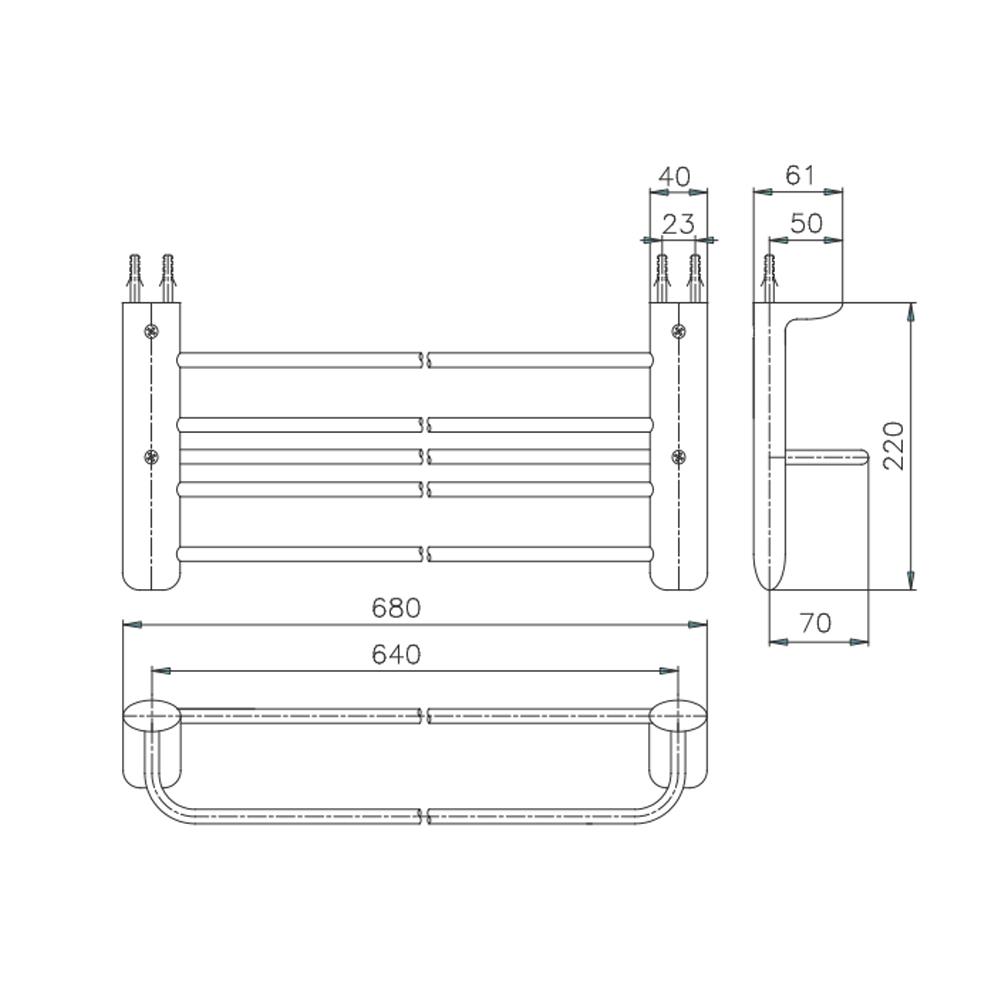 ราวแขวนผ้า TOTO TS716 สีเงิน