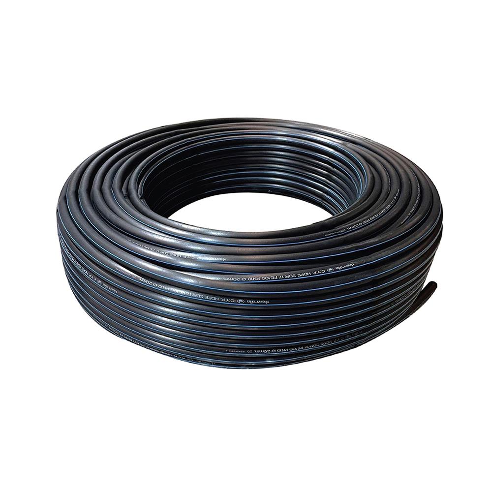 ท่อ HDPE คาดฟ้า ตรามือ PN10 PE100 20 มม. X 200 ม.