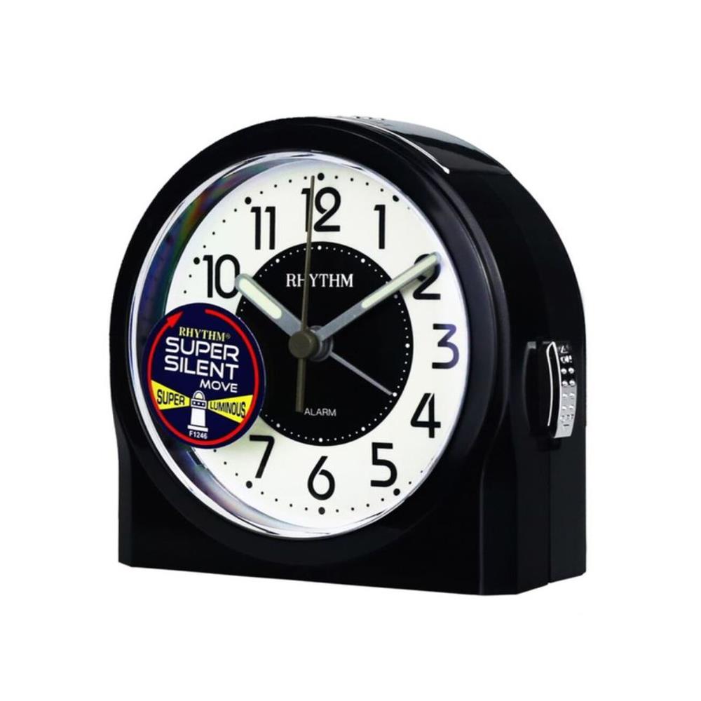 นาฬิกาตั้งโต๊ะพลาสติก RHYTHM 8RE647WR02 3.5X3.5 นิ้ว สีดำ