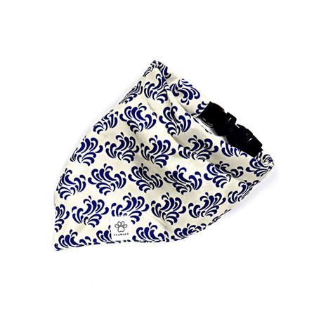 ผ้าพันคอสัตว์เลี้ยง CLAWSET ลายคลื่นญี่ปุ่น ไซซ์ M สีครีม