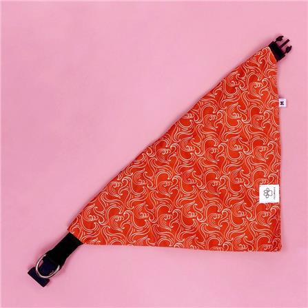 ผ้าพันคอสัตว์เลี้ยง CLAWSET ลายคลื่นญี่ปุ่น ไซซ์ M สีแดง_2