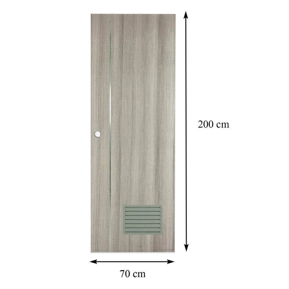 ประตูห้องน้ำ UPVC AZLE BN-01 เกล็ดล่าง 70X200 ซม. สีครีม ลายไม้ เจาะลูกบิด