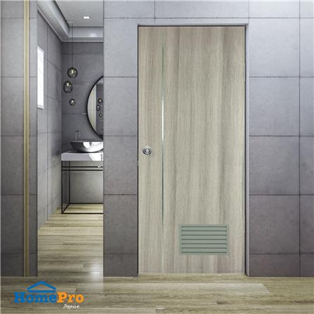 ประตูห้องน้ำ UPVC AZLE BN-01 เกล็ดล่าง 70X200 ซม. สีครีม ลายไม้ เจาะลูกบิด_4