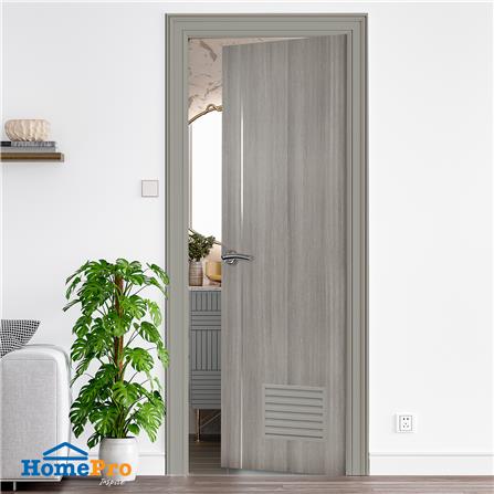 ประตูห้องน้ำ UPVC AZLE BN-01 เกล็ดล่าง 70X200 ซม. สีเทา ลายไม้ เจาะลูกบิด_4