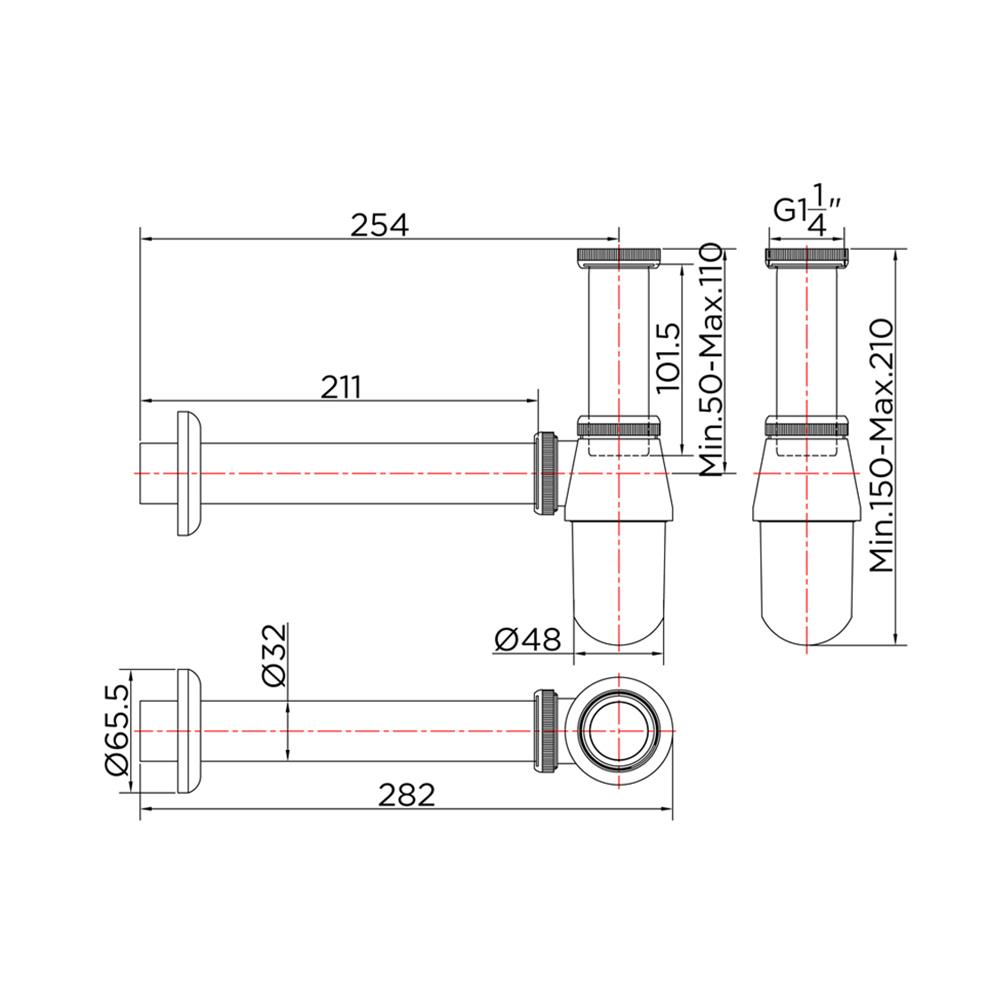 ท่อน้ำทิ้งอ่างล้างหน้ากระปุก KARAT FAUCET KA-02-112-50 25 ซม.