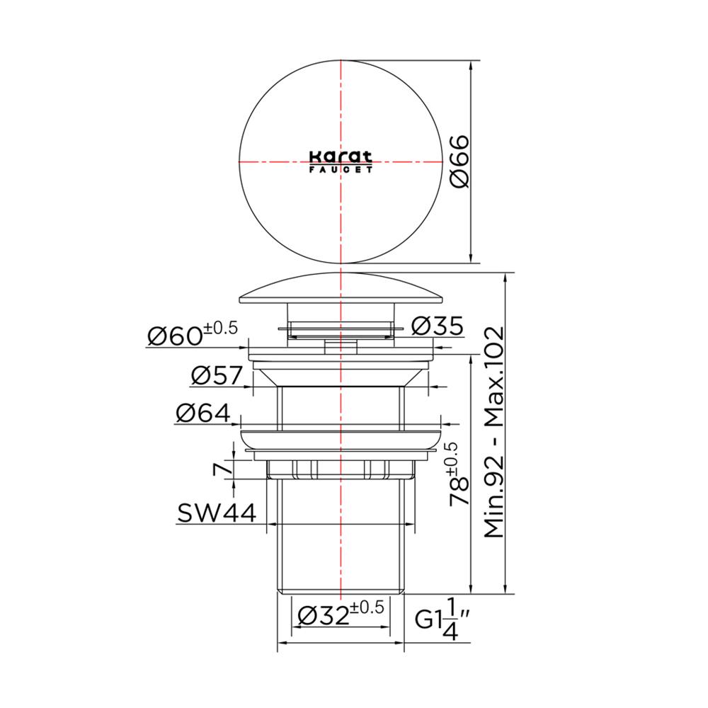 สะดืออ่างล้างหน้าแบบกด KARAT FAUCET KA-03-253-50