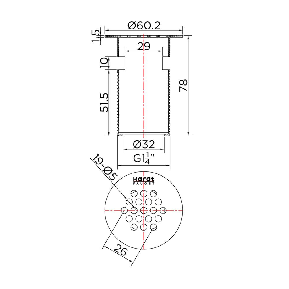 สะดืออ่างล้างหน้าแบบรูรังผึ้ง KARAT FAUCET KA-26-277-50