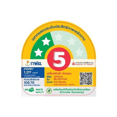 เครื่องซักผ้าฝาหน้า HITACHI BD90YFVE 9 กก. 1400RPM อินเวอร์เตอร์ สีขาว_4