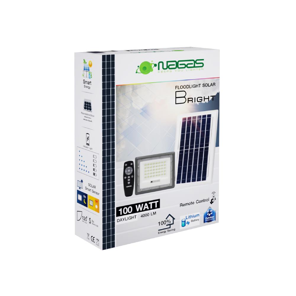 ไฟสปอตไลท์ SOLAR NAGAS BRIGHT 100 วัตต์ DAYLIGHT สีเทา