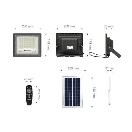 ไฟสปอตไลท์ SOLAR NAGAS BRIGHT 100 วัตต์ DAYLIGHT สีเทา_8