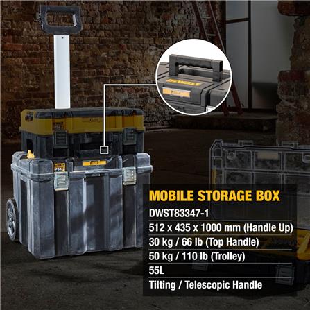 กล่องเครื่องมือล้อลาก DEWALT TSTAK DWST83347-1 20 นิ้ว สีดำ_6