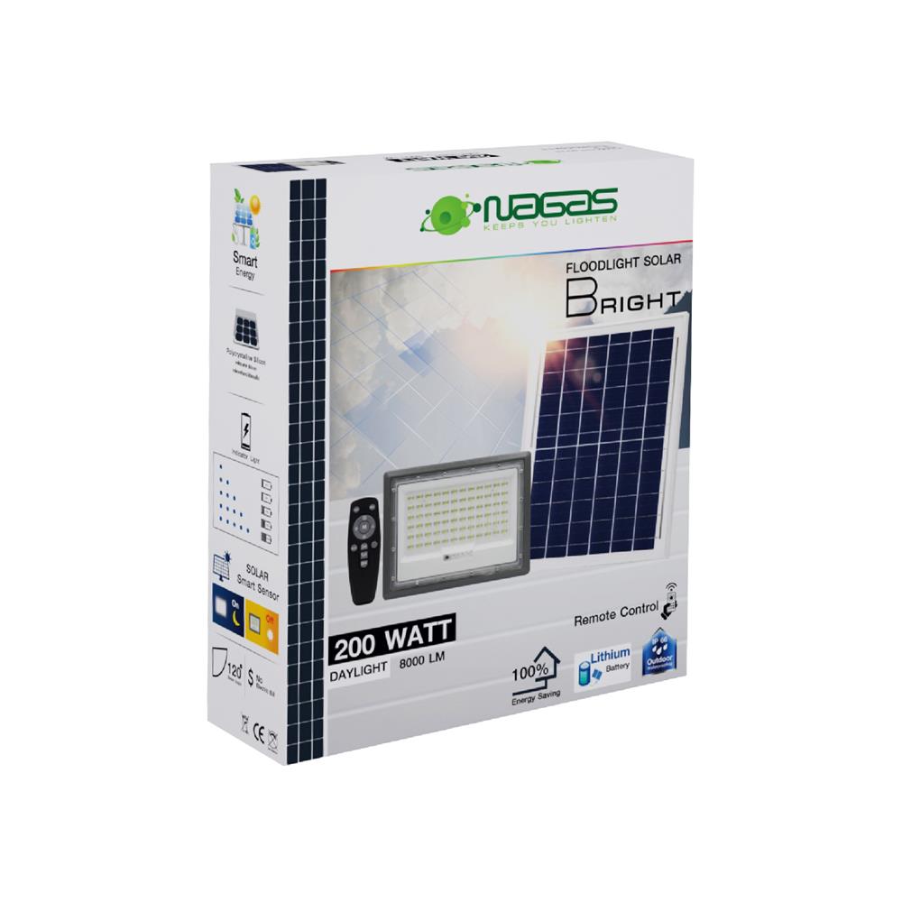 ไฟสปอตไลท์ SOLAR NAGAS BRIGHT 200 วัตต์ DAYLIGHT สีเทา