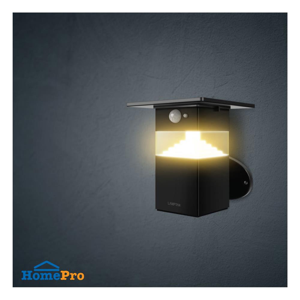 ไฟผนังภายนอก SOLAR LAMPTAN SHADE 8 วัตต์ WARM WHITE สีดำ