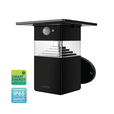ไฟผนังภายนอก SOLAR LAMPTAN SHADE 8 วัตต์ WARM WHITE สีดำ_0