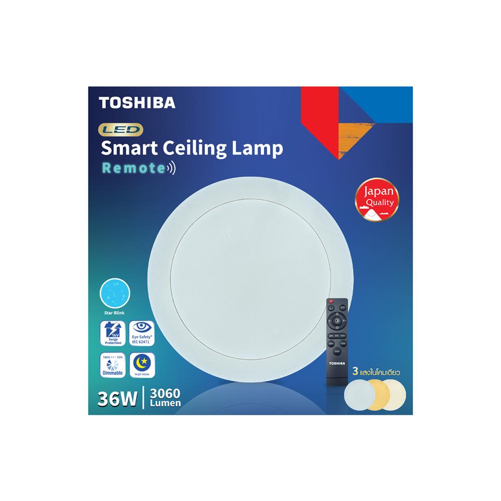 ไฟเพดาน LED TOSHIBA RLDT01C036VACTH1A 16 นิ้ว 36 วัตต์ DAYLIGHT/COOL WHITE/WARM WHITE สีขาว