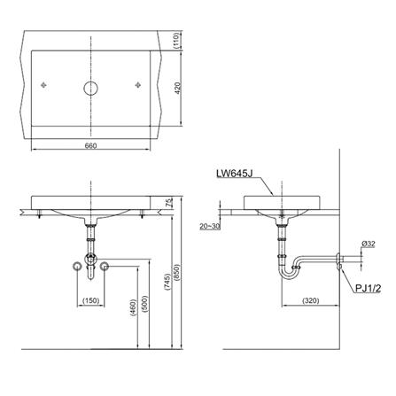 อ่างล้างหน้า TOTO LW645JW/F-1 สีขาว_1