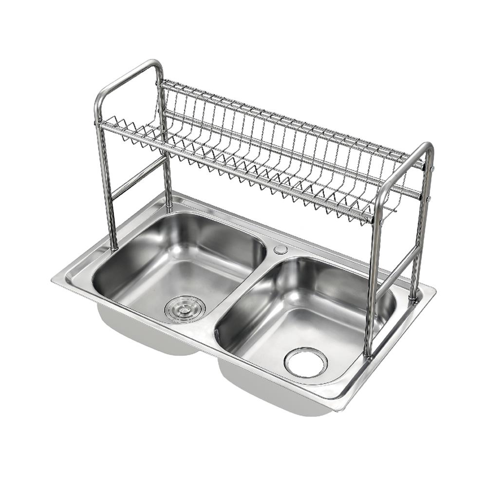 ซิงค์ฝัง 2 หลุม DYNA HOME DH-8550-B1 เงิน