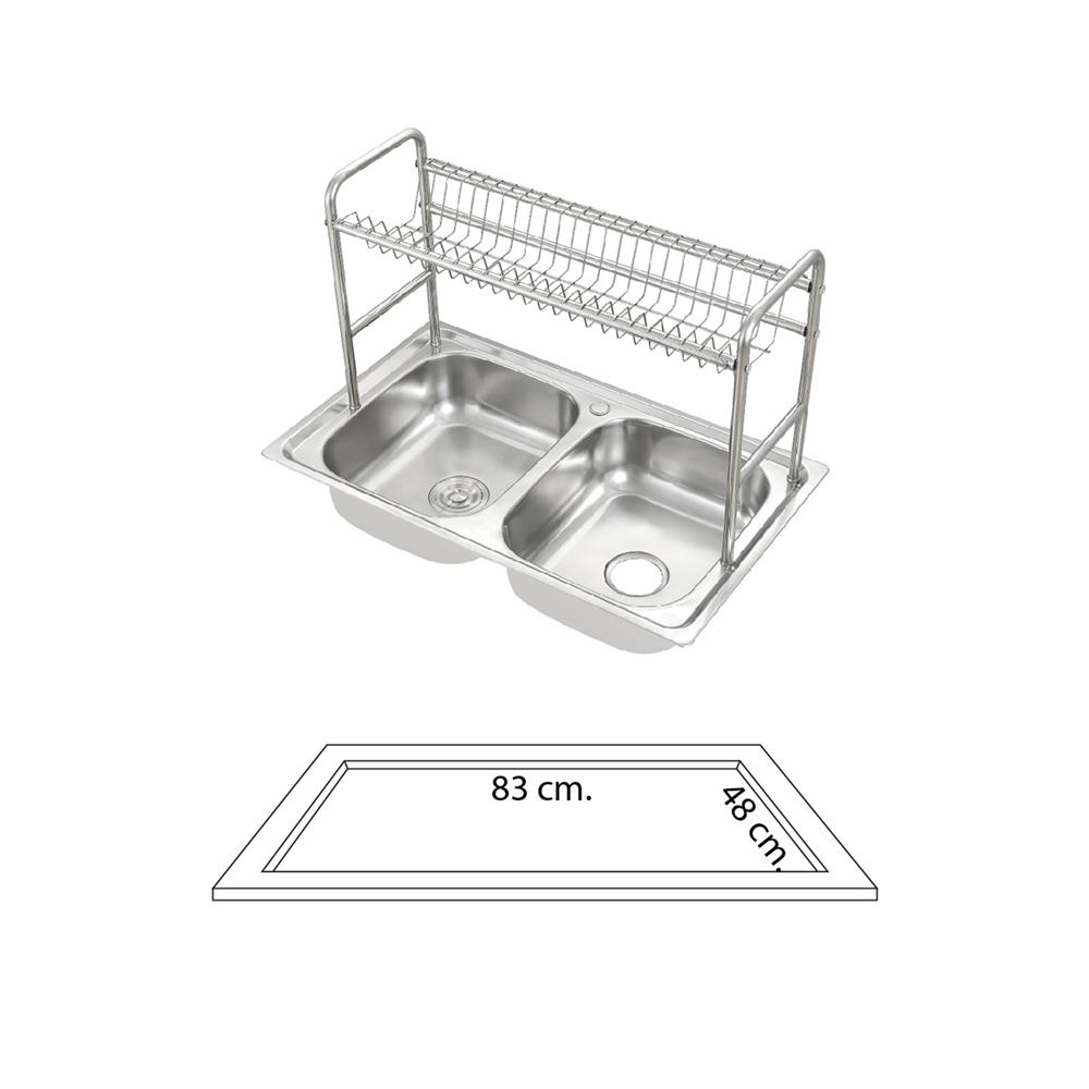 ซิงค์ฝัง 2 หลุม DYNA HOME DH-8550-B1 เงิน
