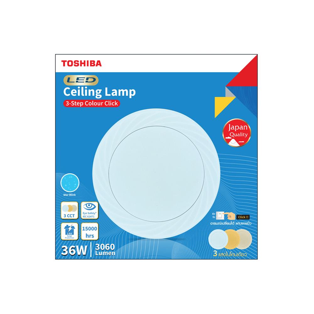 ไฟเพดาน LED TOSHIBA RLDT01C036VACTH1 16 นิ้ว 36 วัตต์ DAYLIGHT/COOL WHITE/WARM WHITE  สีขาว