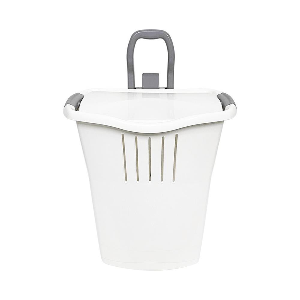 ตะกร้าผ้าล้อลากฝาปิด PLIM 14752 สีขาว/เทา