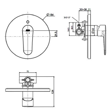 วาล์วฝังกำแพงผสม AMERICAN STANDARD FFASB222-7T9500BT0_1