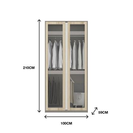 ตู้เสื้อผ้า 2 บานเปิด KONCEPT BLOX DE04 100 ซม. สีไม้อ่อน_2